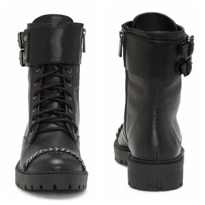 Jessica Simpson NWT Leather Chain Tipped Zip-Up Panel Combat Boots